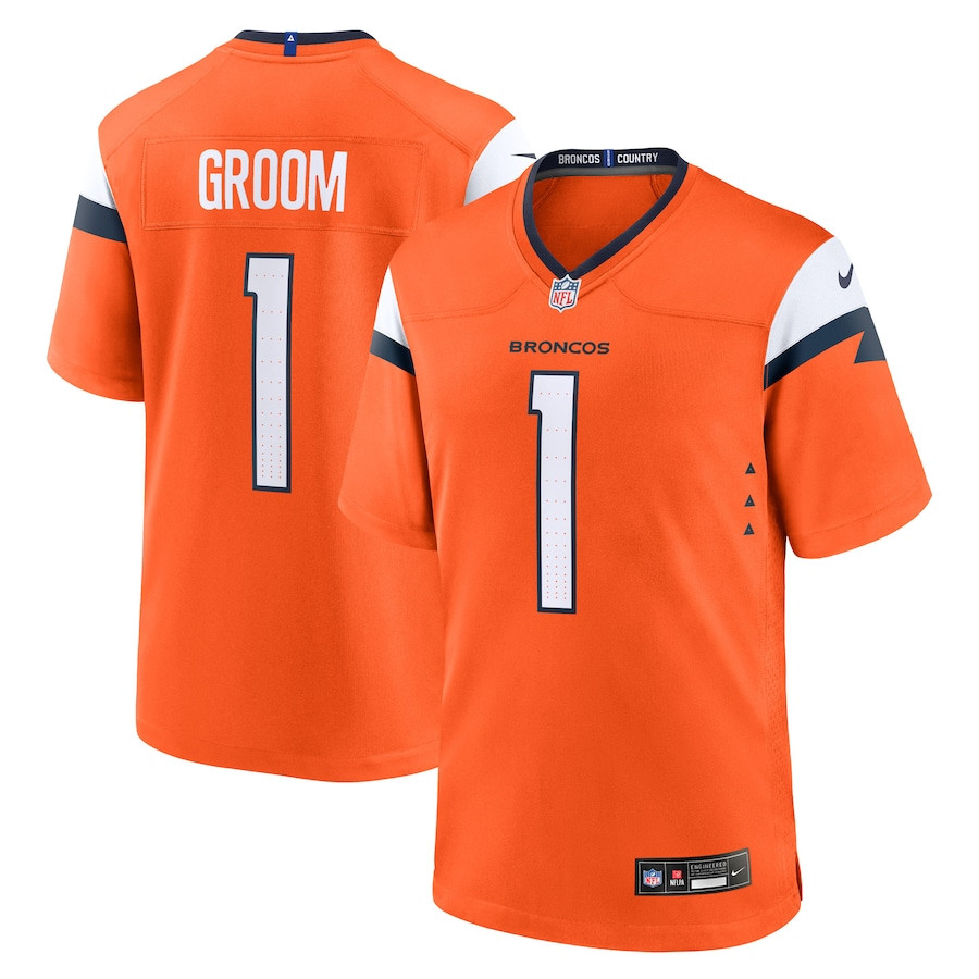 Number 1 Groom Denver Broncos Game Men Jersey - Orange JS5783 Saliibo