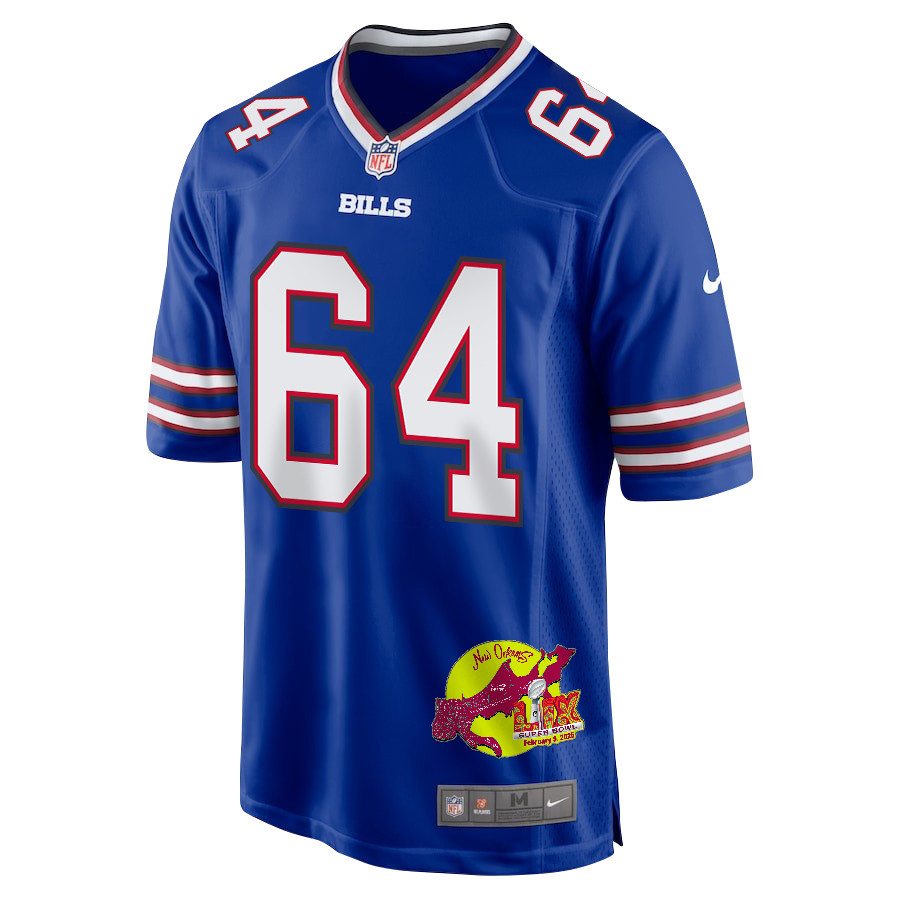 O'Cyrus Torrence 64 Buffalo Bills Super Bowl LIX New Orleans Patch Game Men Jersey - Royal JS7613 Saliibo - Image 3