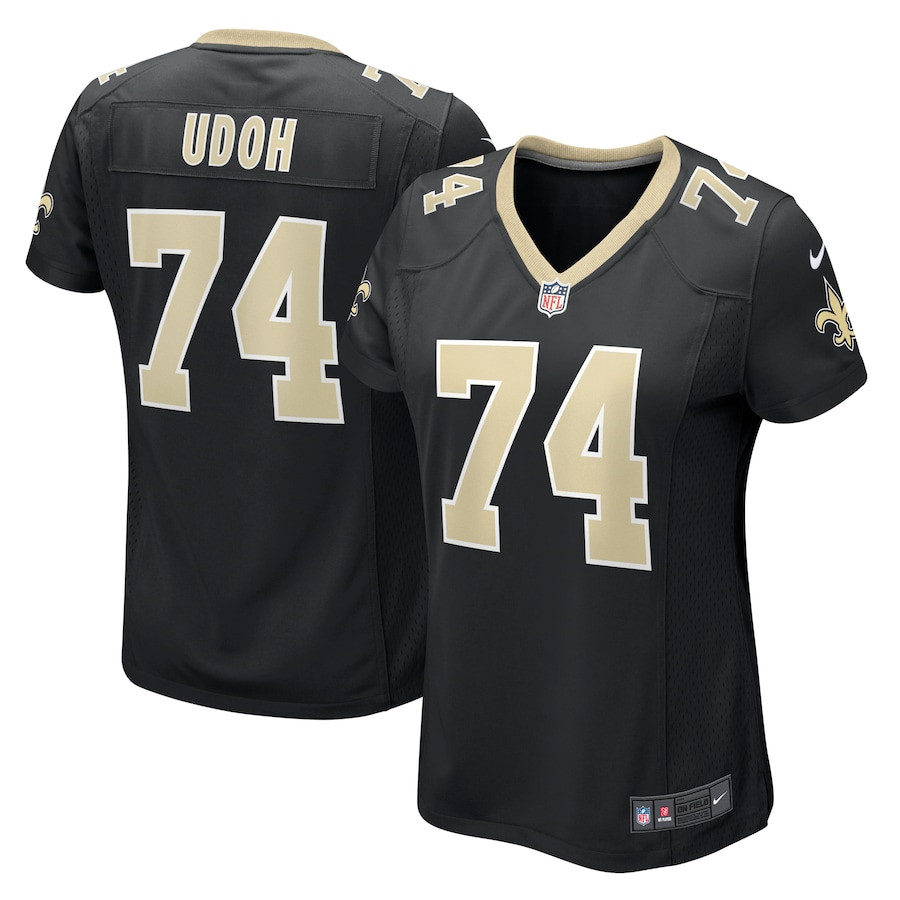 Olisaemeka Udoh 74 New Orleans Saints Women's Game Jersey - Black JS6438 Saliibo