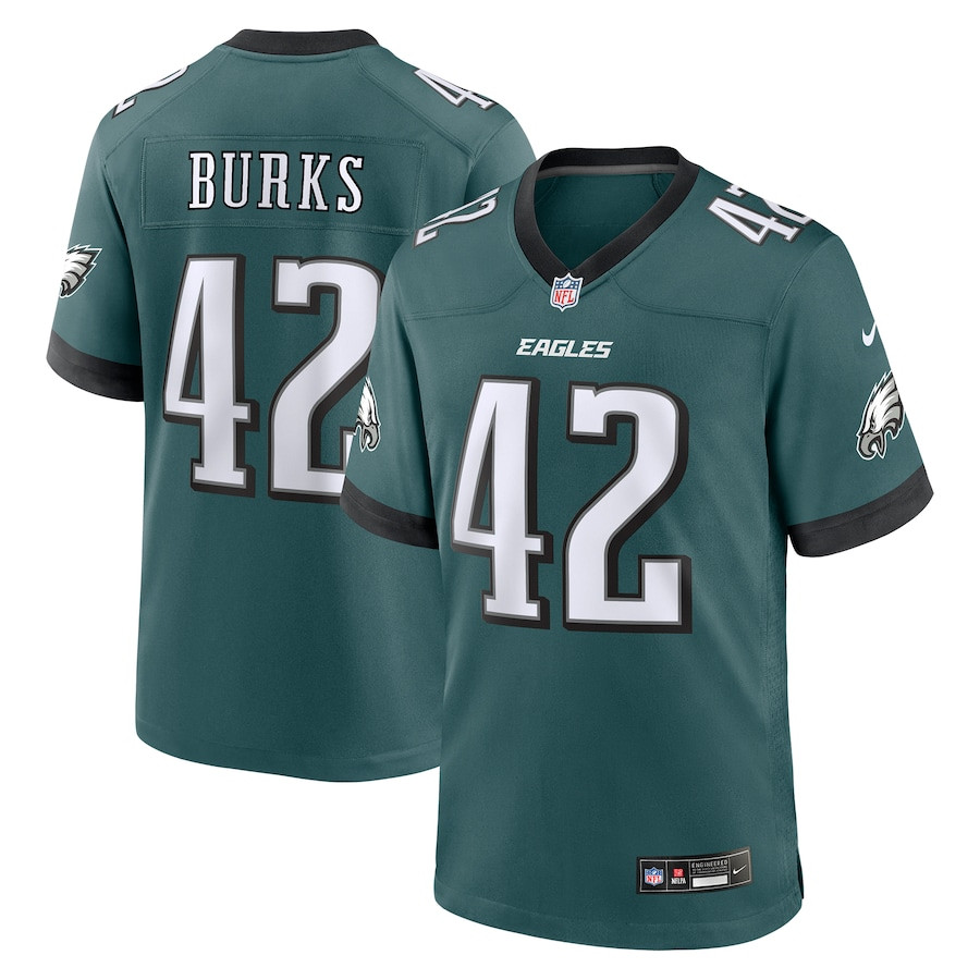 Oren Burks 42 Philadelphia Eagles Game Men Jersey - Midnight Green JS2124 Saliibo
