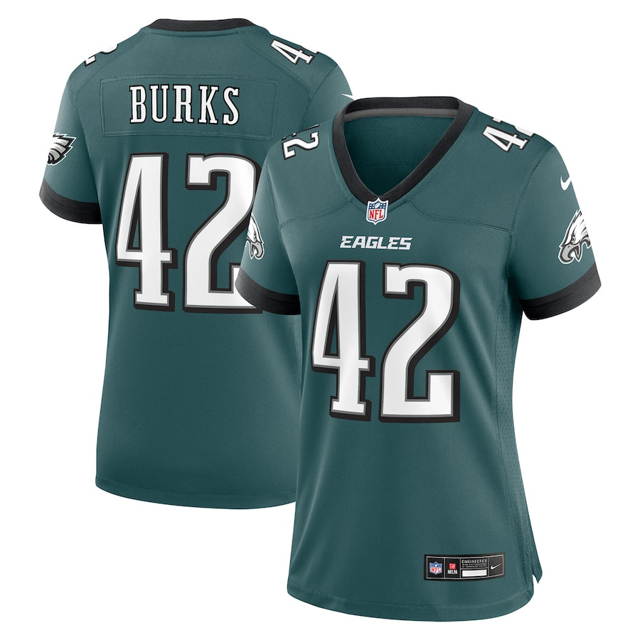 Oren Burks 42 Philadelphia Eagles Women Game Jersey - Midnight Green JS8360 Saliibo