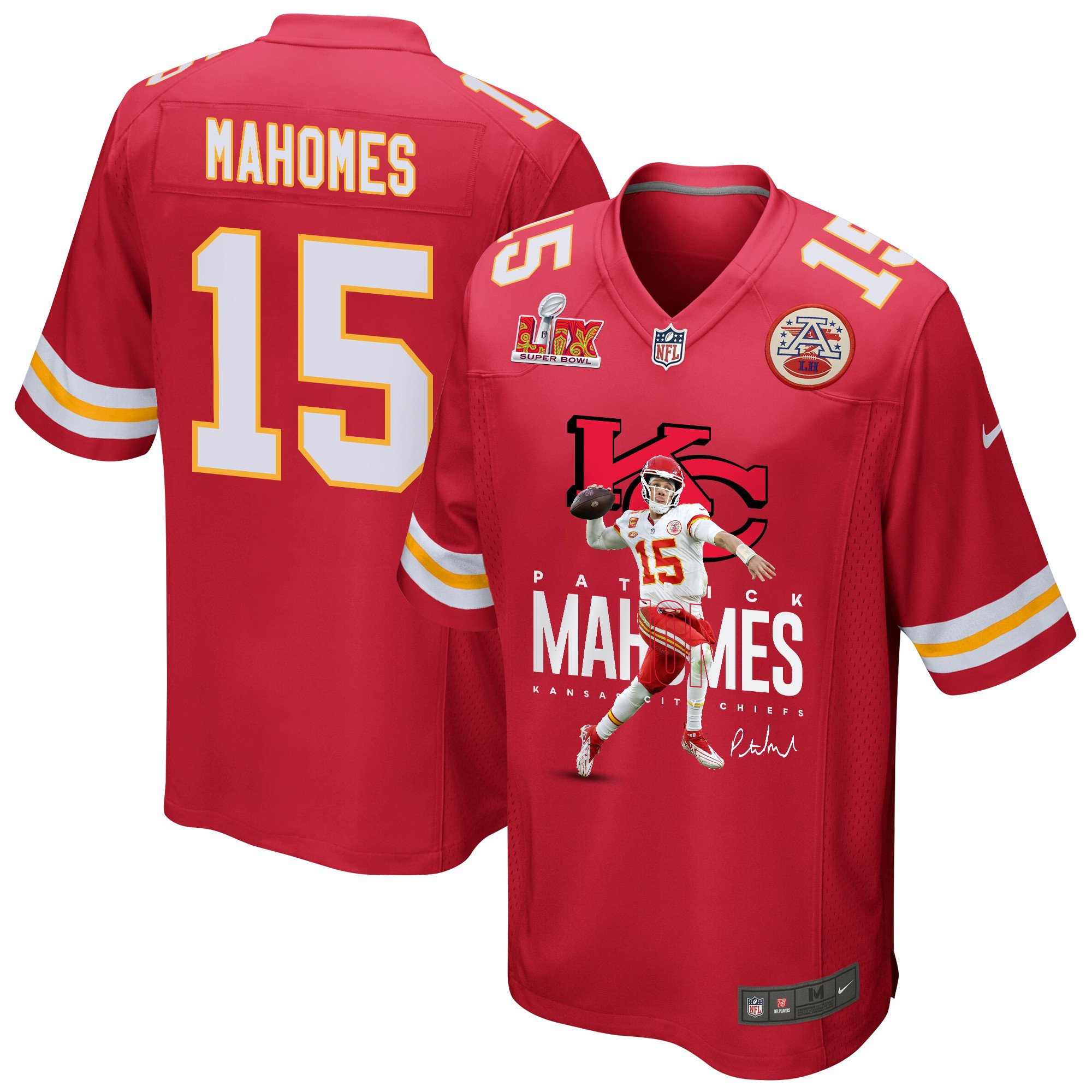 Patrick Mahomes 15 Kansas City Chiefs Magician Game Men Jersey - Red JS5136 Saliibo