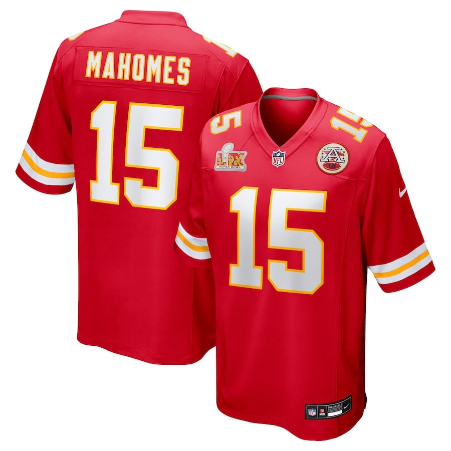 Patrick Mahomes 15 Kansas City Chiefs Super Bowl LIX Game Jersey - Red JS7731 Saliibo