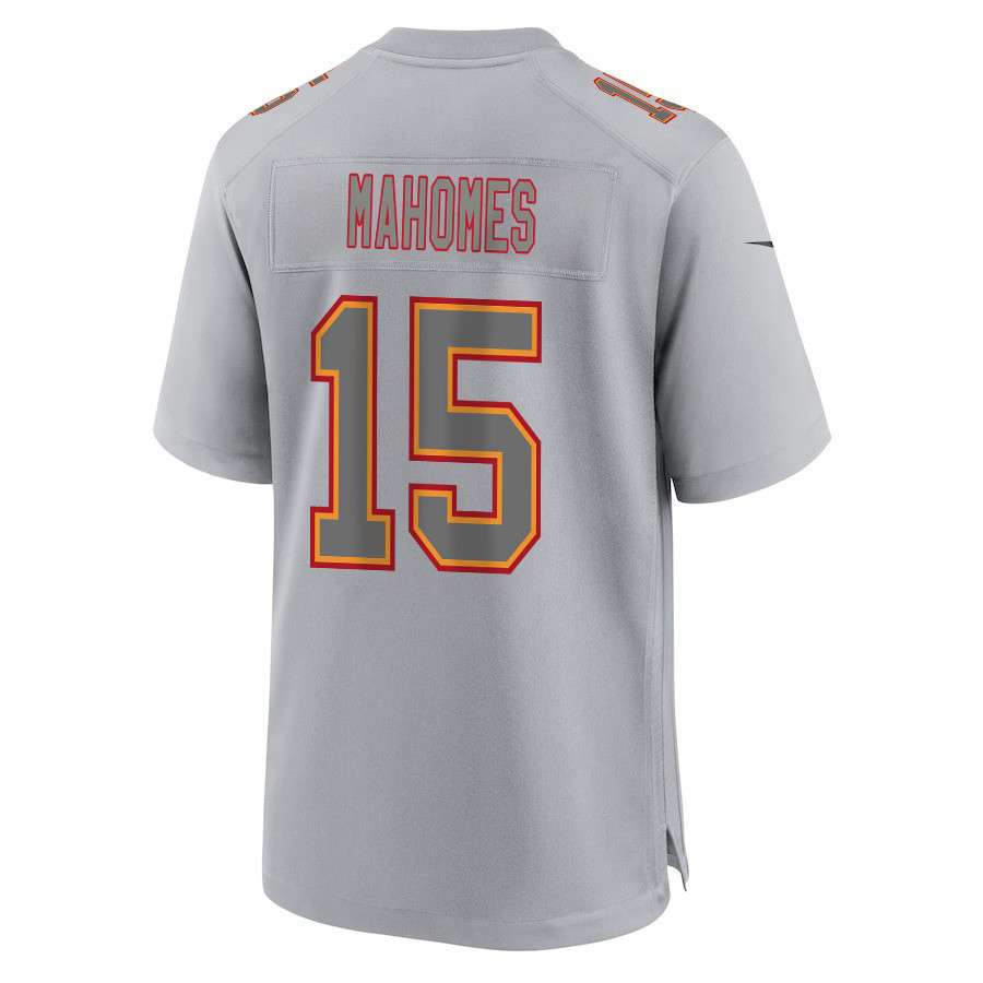 Patrick Mahomes 15 Kansas City Chiefs Super Bowl LVIII Champions 4 Stars Patch Atmosphere Fashion Game Men Jersey - Gray JS5549 Saliibo - Image 3