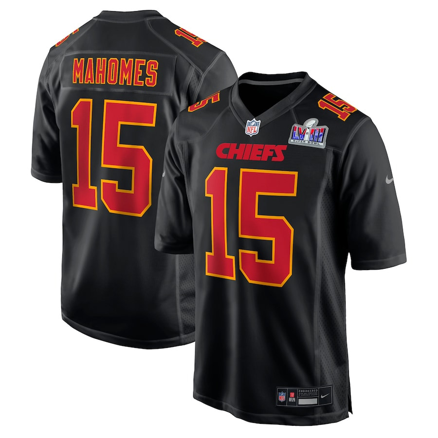 Patrick Mahomes 15 Kansas City Chiefs Super Bowl LVIII Fashion Game Men Jersey - Carbon Black JS3320 Saliibo