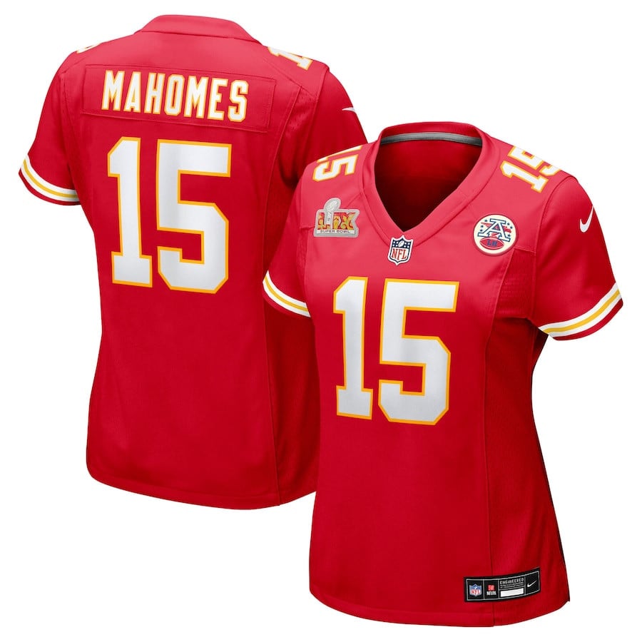 Patrick Mahomes 15 Kansas City Chiefs Women's Super Bowl LIX Game Jersey - Red JS5183 Saliibo