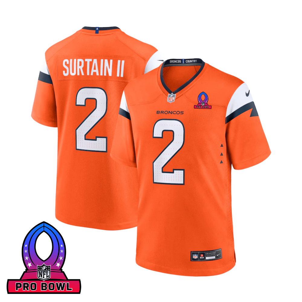 Patrick Surtain II 2 Denver Broncos 2025 Pro Bowl Patch Game Men Jersey - Orange JS6728 Saliibo