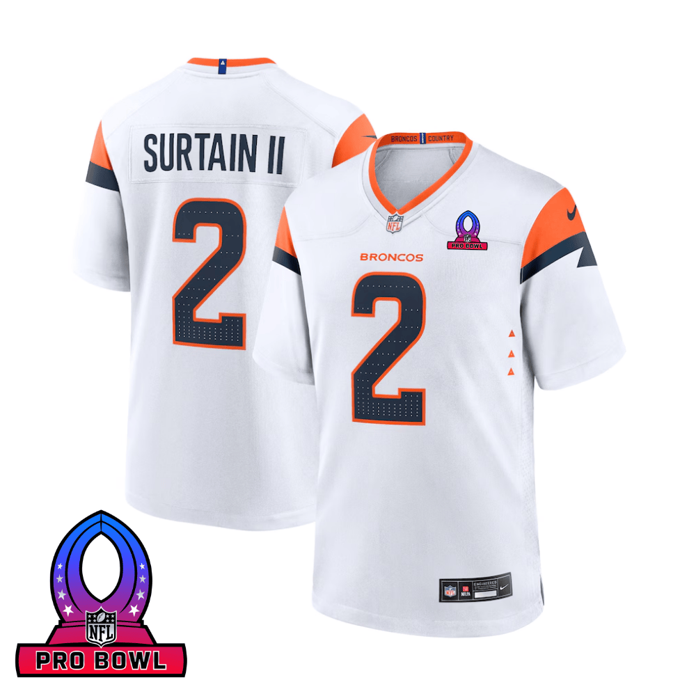 Patrick Surtain II 2 Denver Broncos 2025 Pro Bowl Patch Game Men Jersey - White JS8434 Saliibo