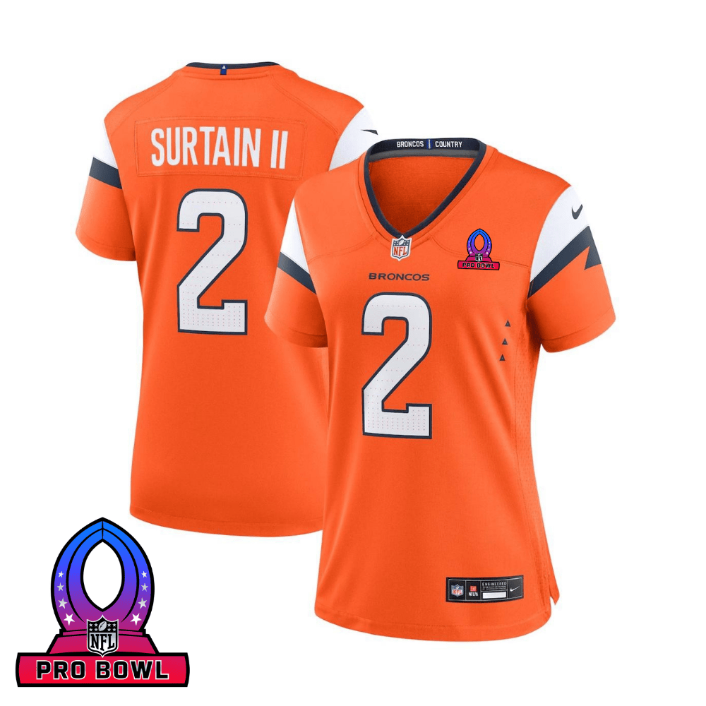 Patrick Surtain II 2 Denver Broncos 2025 Pro Bowl Patch Women Game Jersey - Orange JS5301 Saliibo
