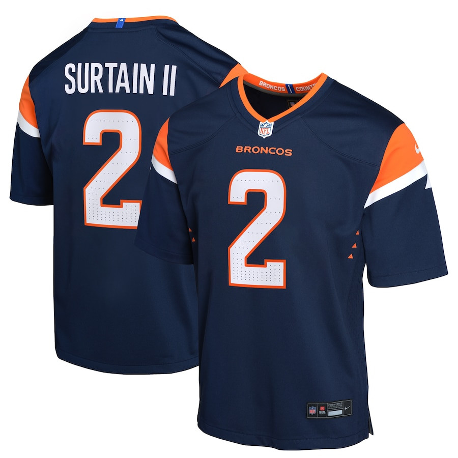 Patrick Surtain II 2 Denver Broncos Alternate Game YOUTH Jersey - Navy JS6055 Saliibo