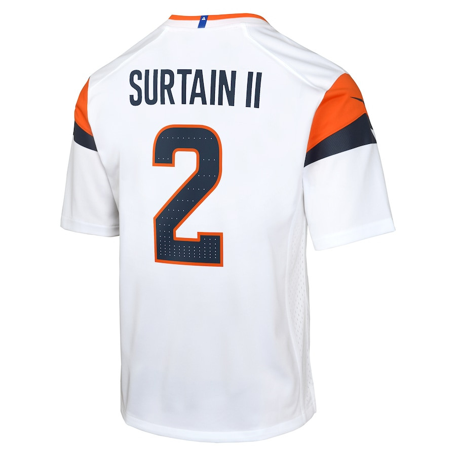 Patrick Surtain II 2 Denver Broncos Game YOUTH Jersey - White JS6777 Saliibo - Image 3