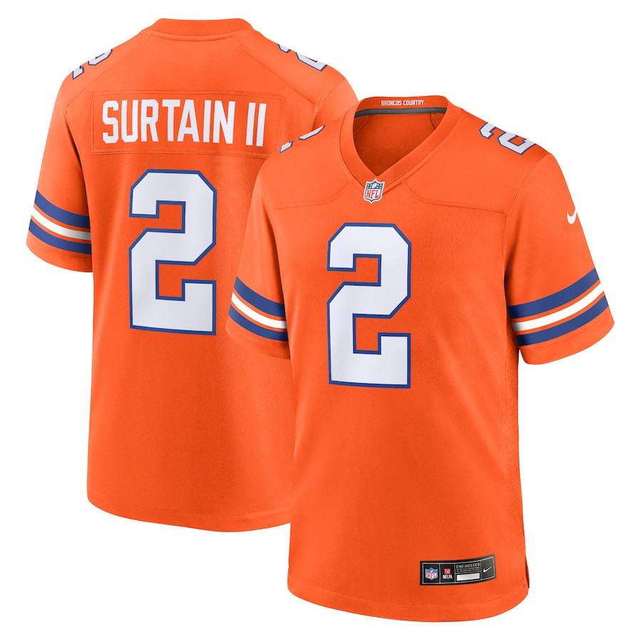 Patrick Surtain II 2 Denver Broncos Mile High Collection 1977 Throwback Player Game Men Jersey - Orange JS8584 Saliibo