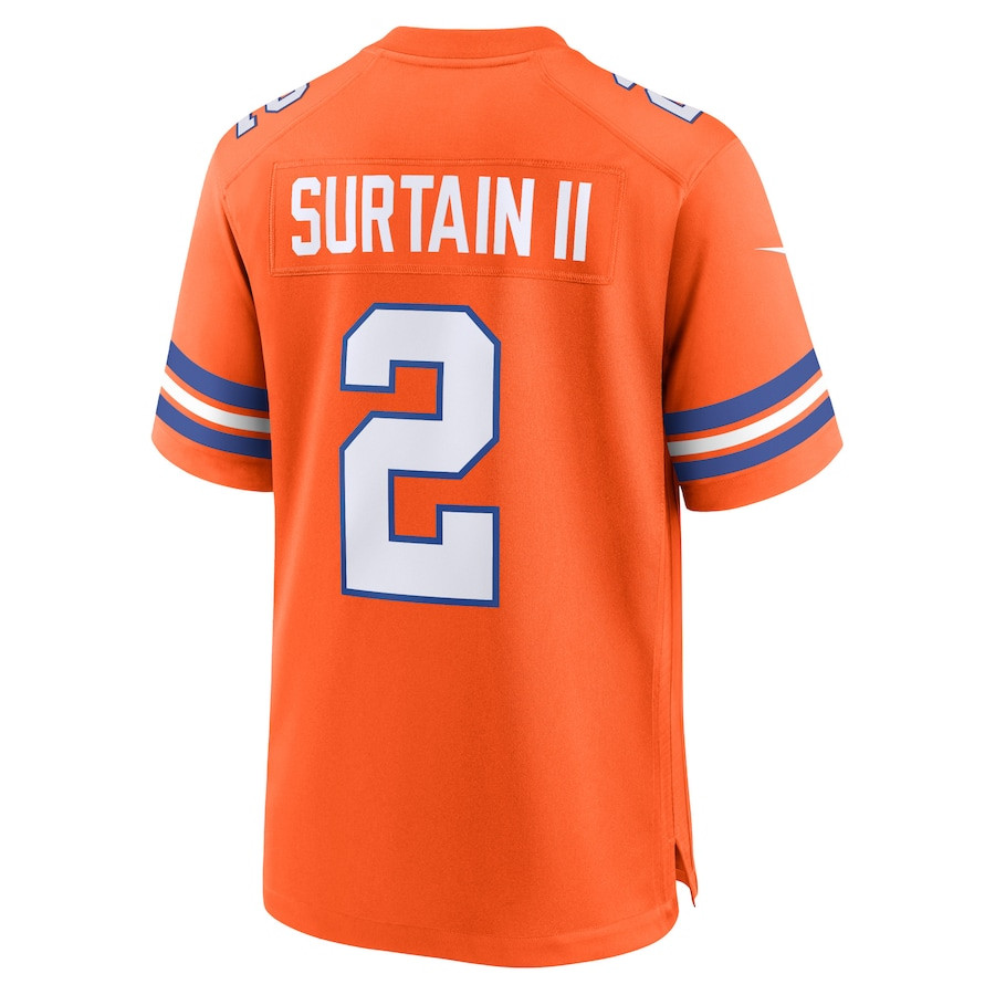 Patrick Surtain II 2 Denver Broncos Mile High Collection 1977 Throwback Player Game Men Jersey - Orange JS8584 Saliibo - Image 3