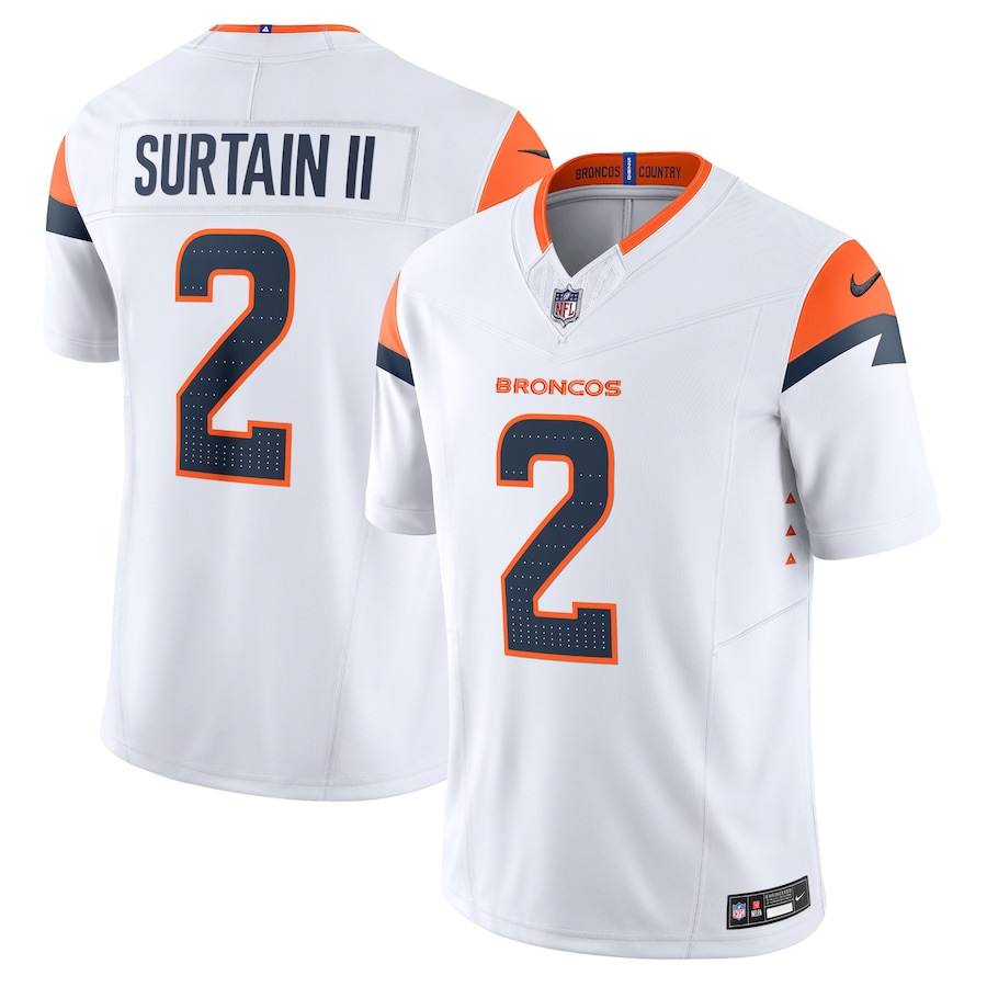 Patrick Surtain II 2 Denver Broncos Vapor F.U.S.E. Limited Men Jersey - White JS2546 Saliibo