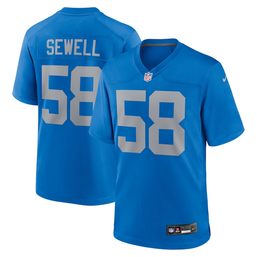 Penei Sewell 58 Detroit Lions Alternate Game Men Jersey - Blue JS8915 Saliibo