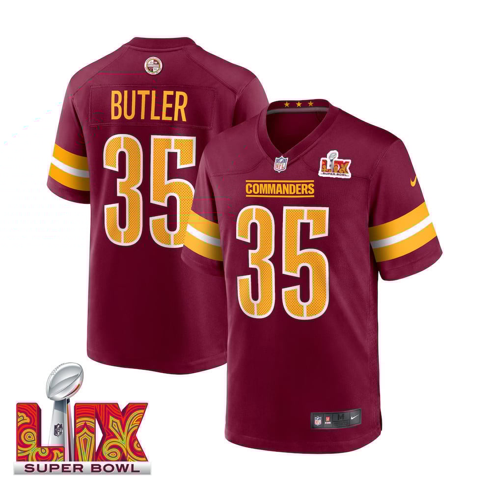 Percy Butler #35 Washington Commanders Super Bowl LIX Jersey - Men's - Burgundy JS1979 Saliibo