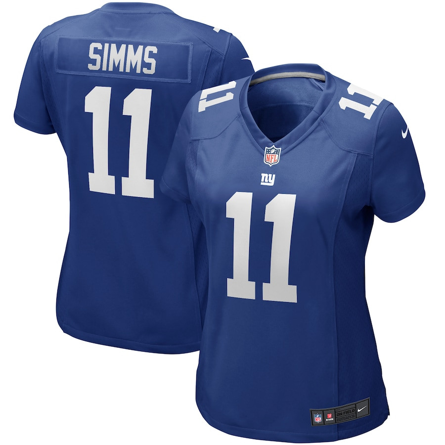 Phil Simms 11 New York Giants Women Game Retired Jersey - Royal JS1864 Saliibo