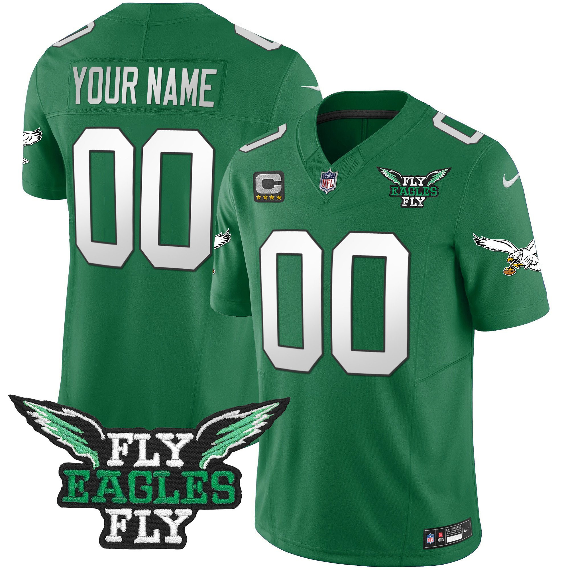 Philadelphia Eagles Fly Eagles Fly Patch Alternate Game Men Custom Jersey - Kelly Green JS8743 Saliibo