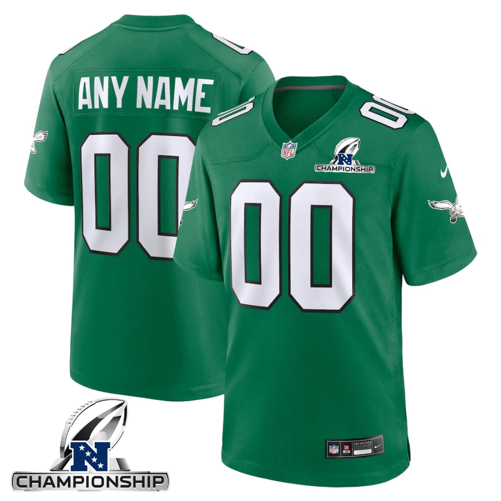 Philadelphia Eagles NFC Championship Patch Alternate Game Men Custom Jersey - Kelly Green JS1872 Saliibo