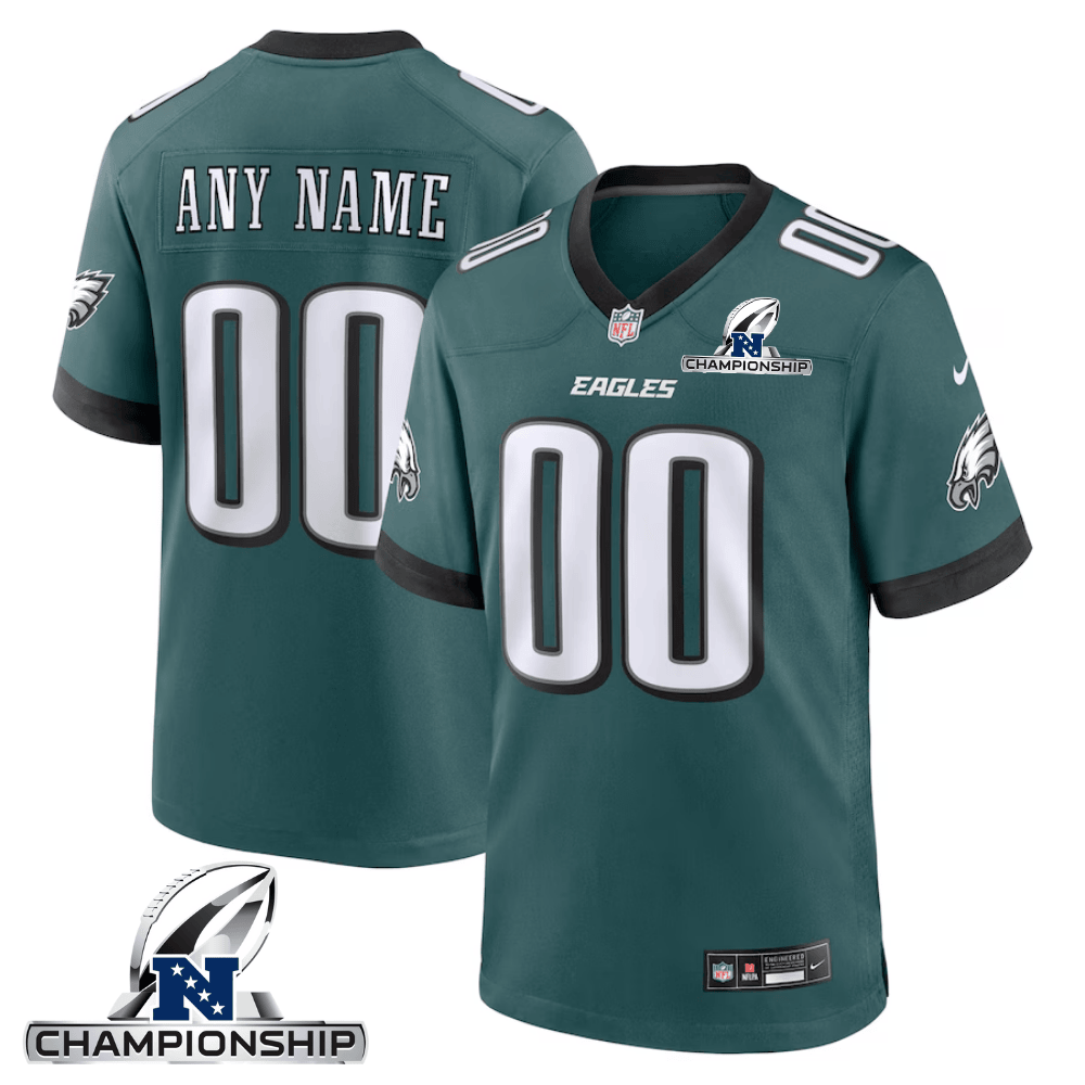 Philadelphia Eagles NFC Championship Patch Game Men Custom Jersey - Midnight Green JS3634 Saliibo