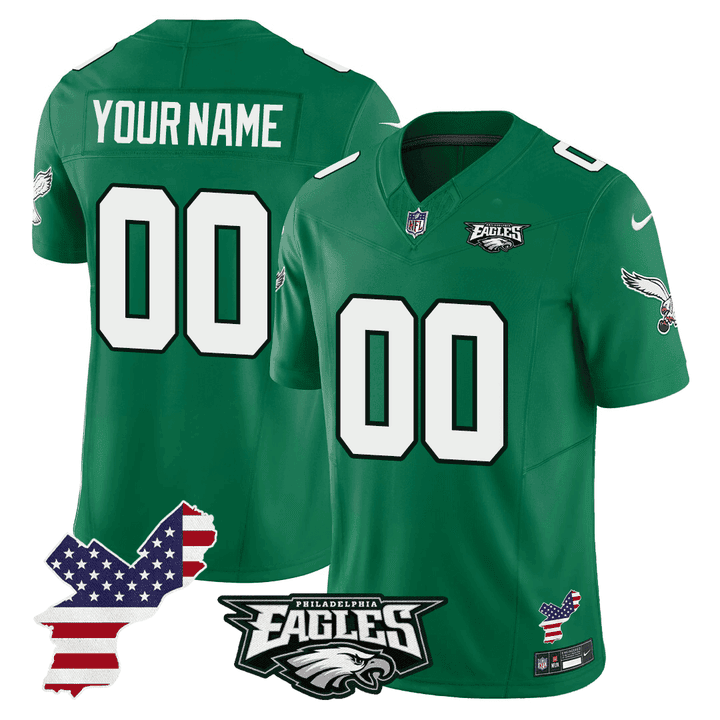 Philadelphia Eagles Philadelphia Patch Game Men Custom Jersey - Kelly Green JS1973 Saliibo