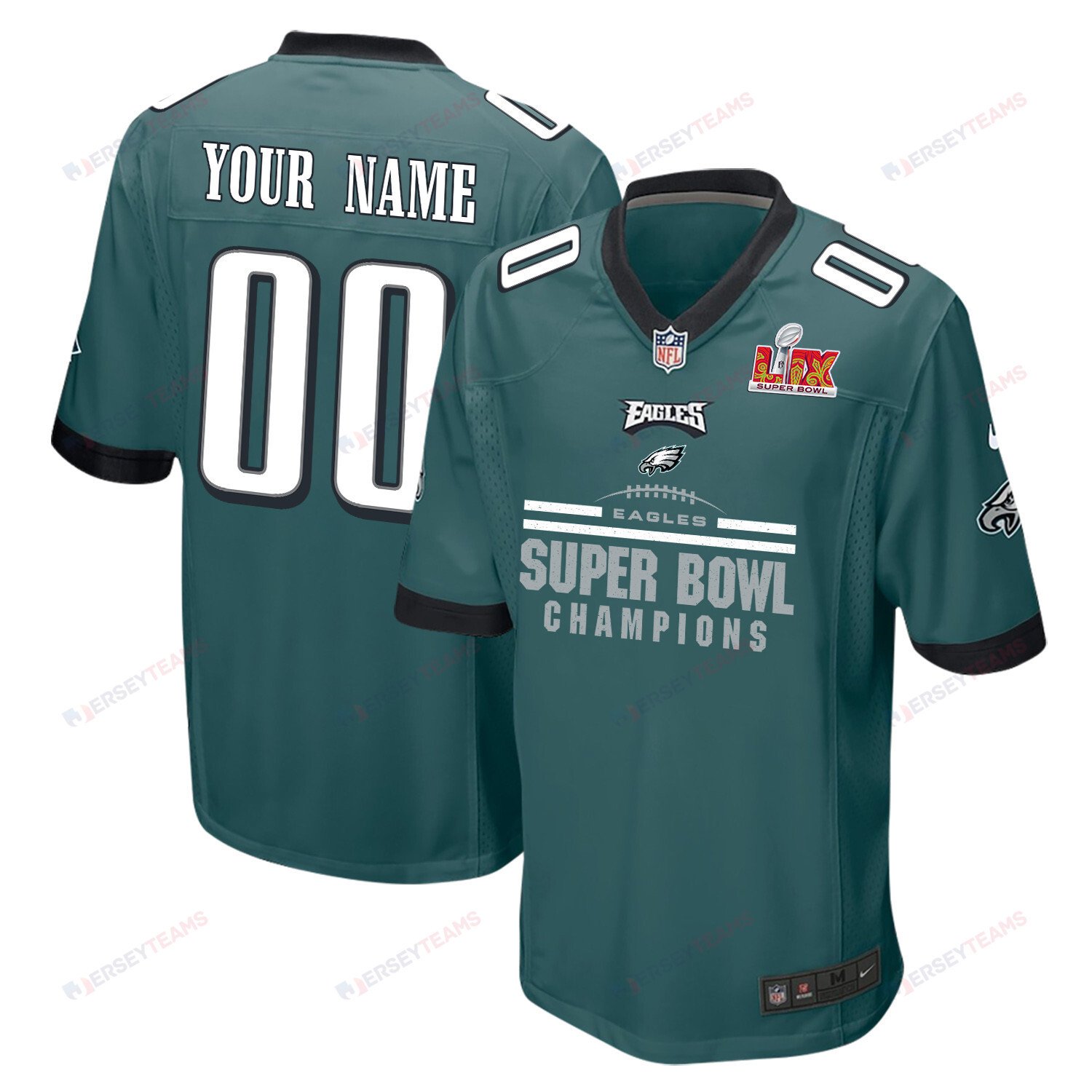Philadelphia Eagles Super Bowl LIX Champions Ball Game Men Custom Jersey - Midnight Green JS4016 Saliibo