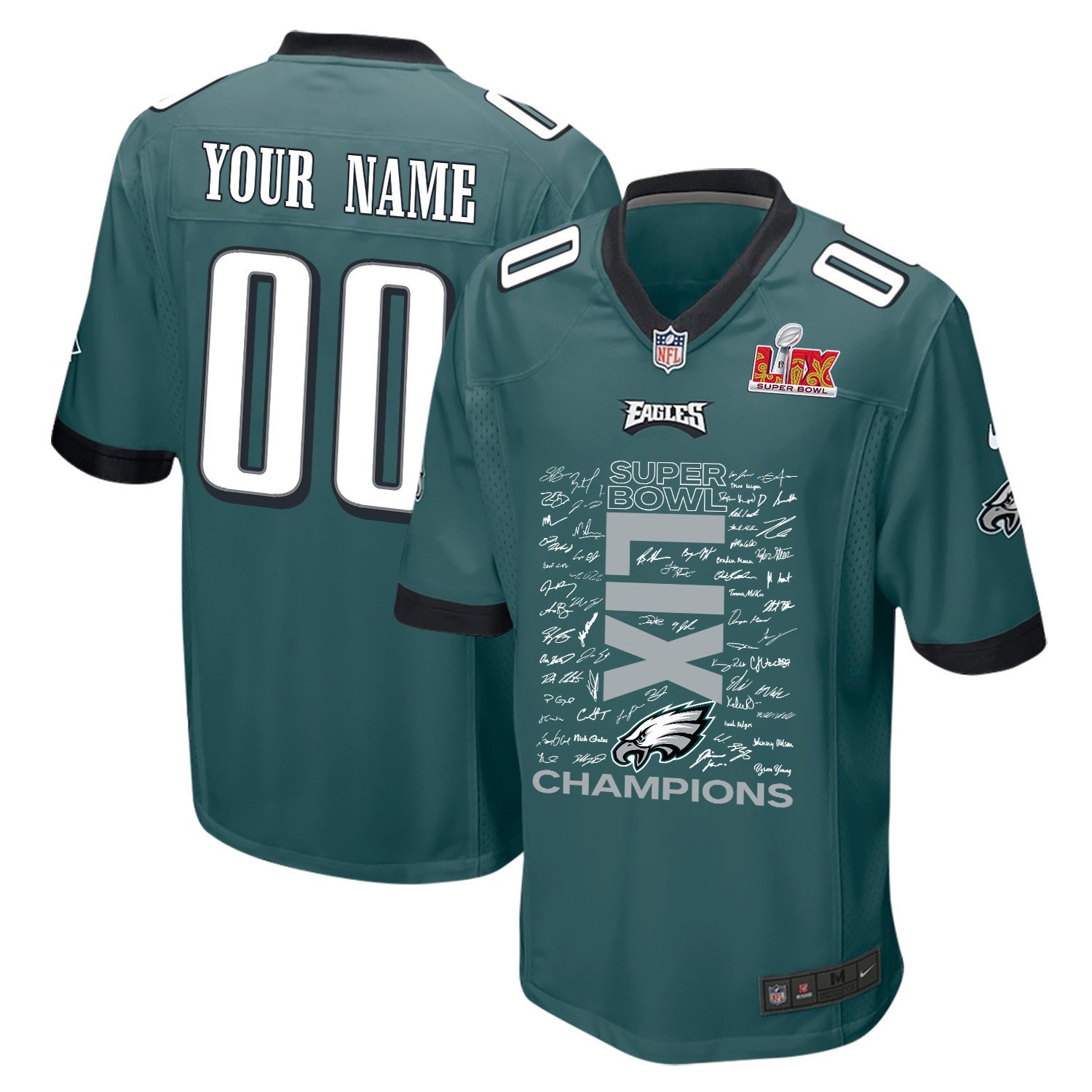 Philadelphia Eagles Super Bowl LIX Champions Roster Autograph Signing Game Men Jersey - Midnight Green JS3914 Saliibo