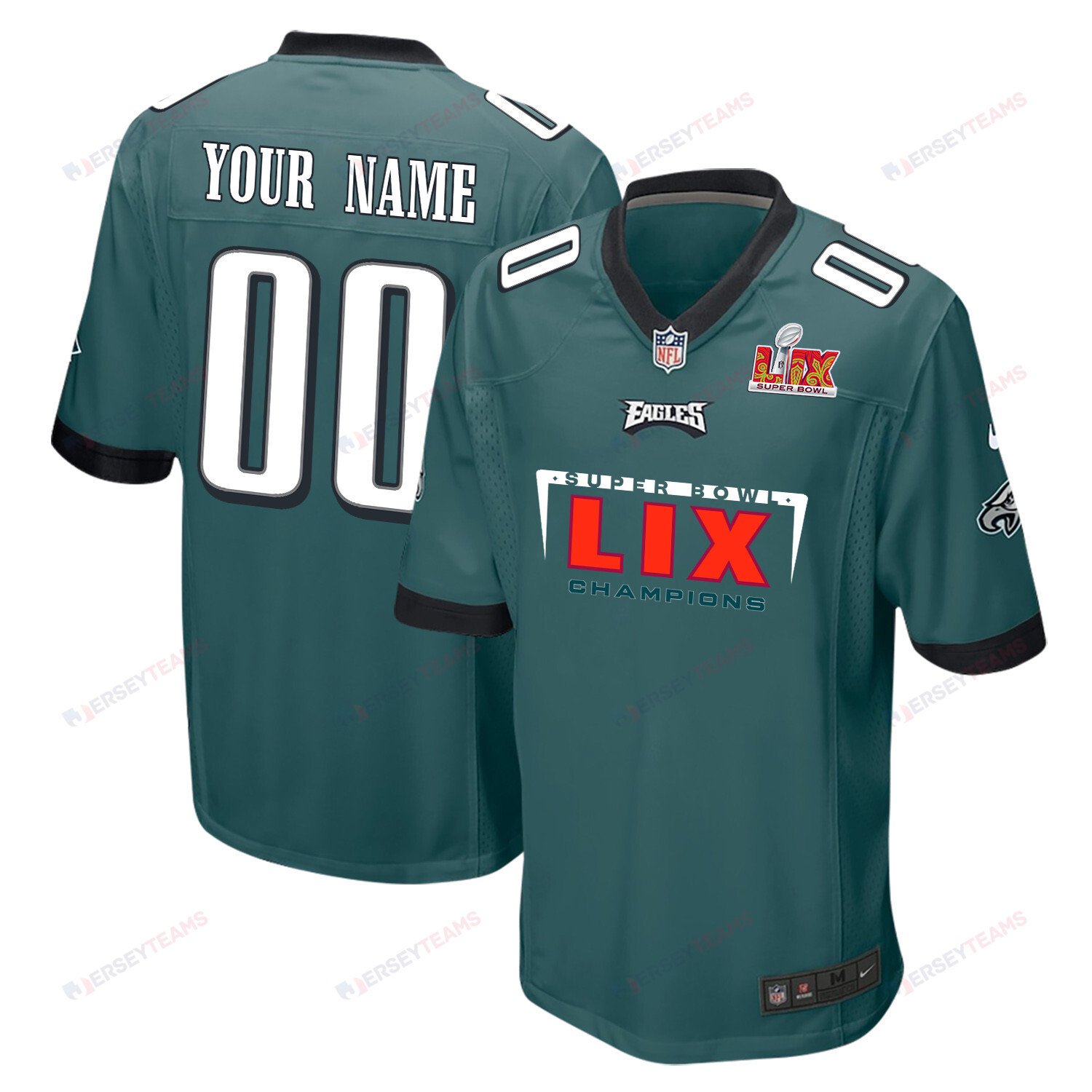 Philadelphia Eagles Super Bowl LIX Champions Simple Style Game Men Custom Jersey - Midnight Green JS6838 Saliibo