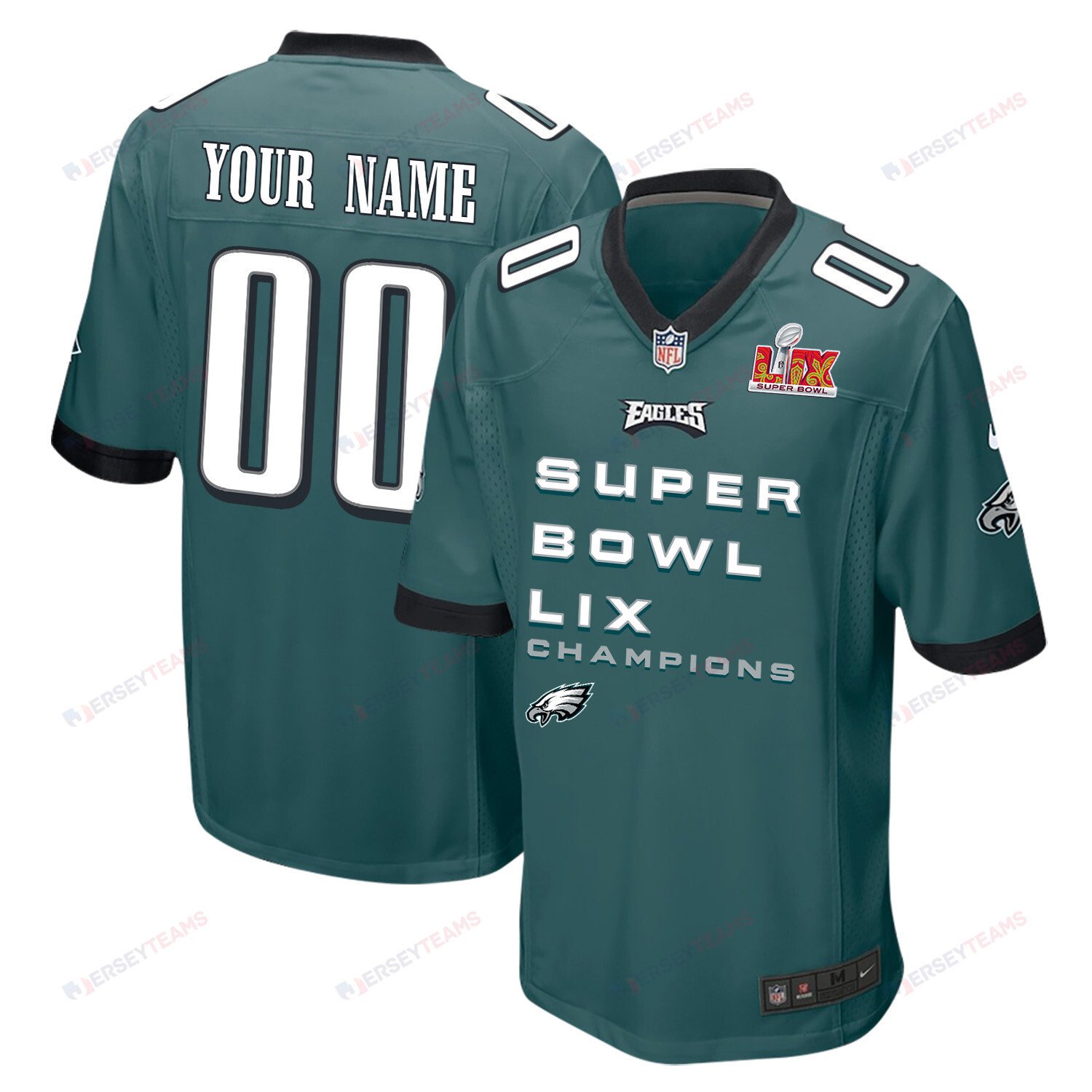 Philadelphia Eagles Super Bowl LIX Champions V3 Game Men Custom Jersey - Midnight Green JS7381 Saliibo