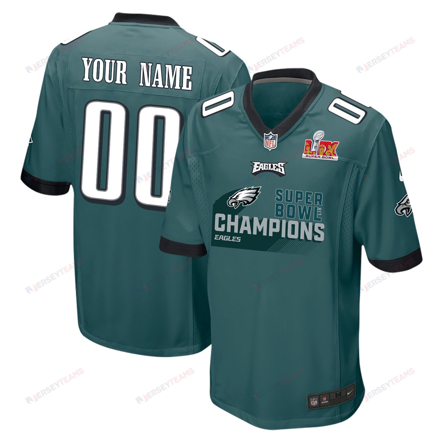 Philadelphia Eagles Super Bowl LIX Champions V4 Game Men Custom Jersey - Midnight Green JS1496 Saliibo