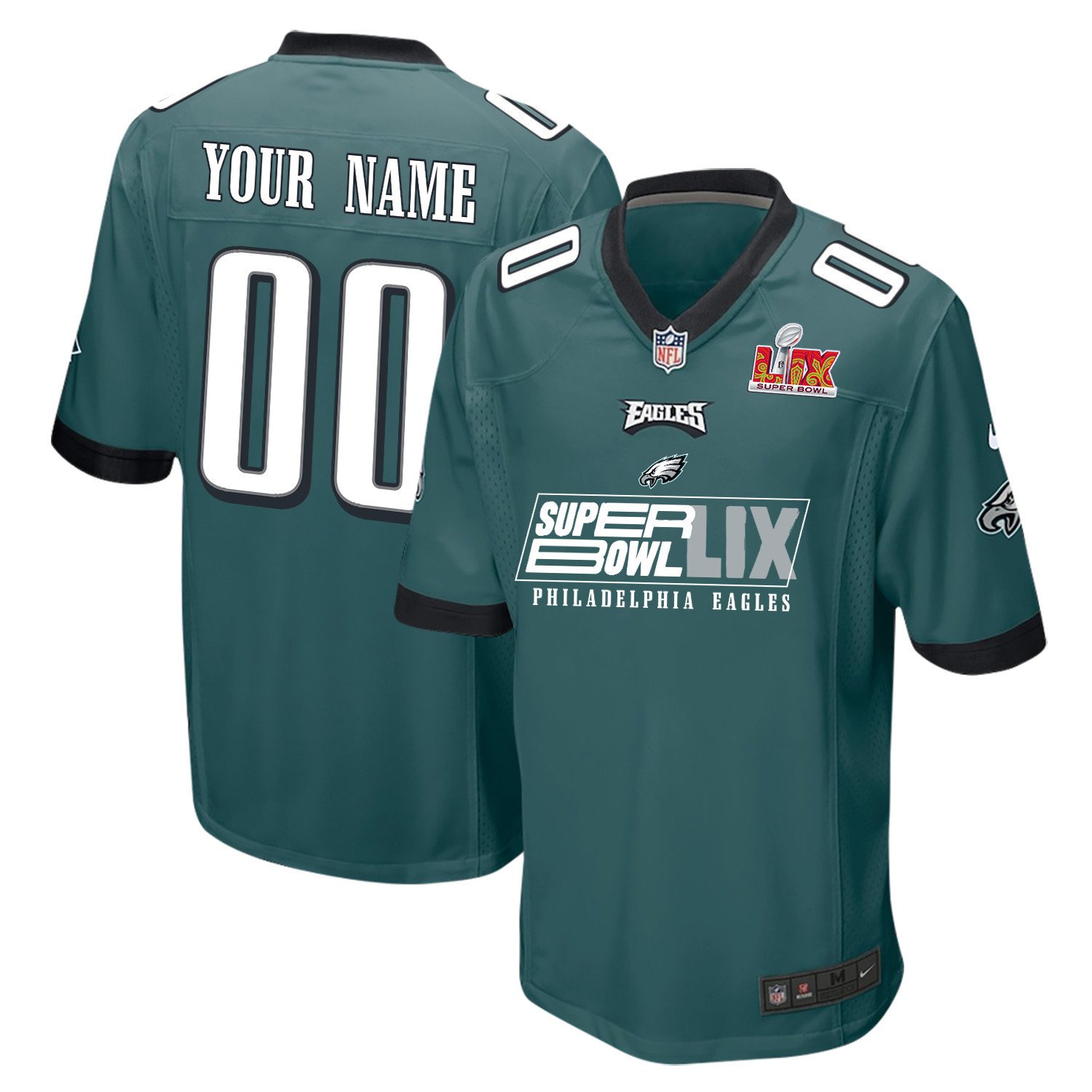 Philadelphia Eagles Super Bowl LIX Game Men Jersey - Midnight Green JS3351 Saliibo