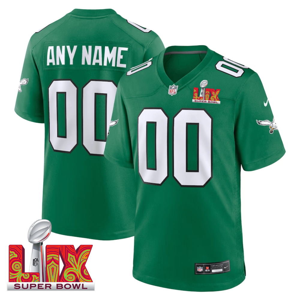 Philadelphia Eagles Super Bowl LIX Patch Alternate Game Men Custom Jersey - Kelly Green JS7208 Saliibo