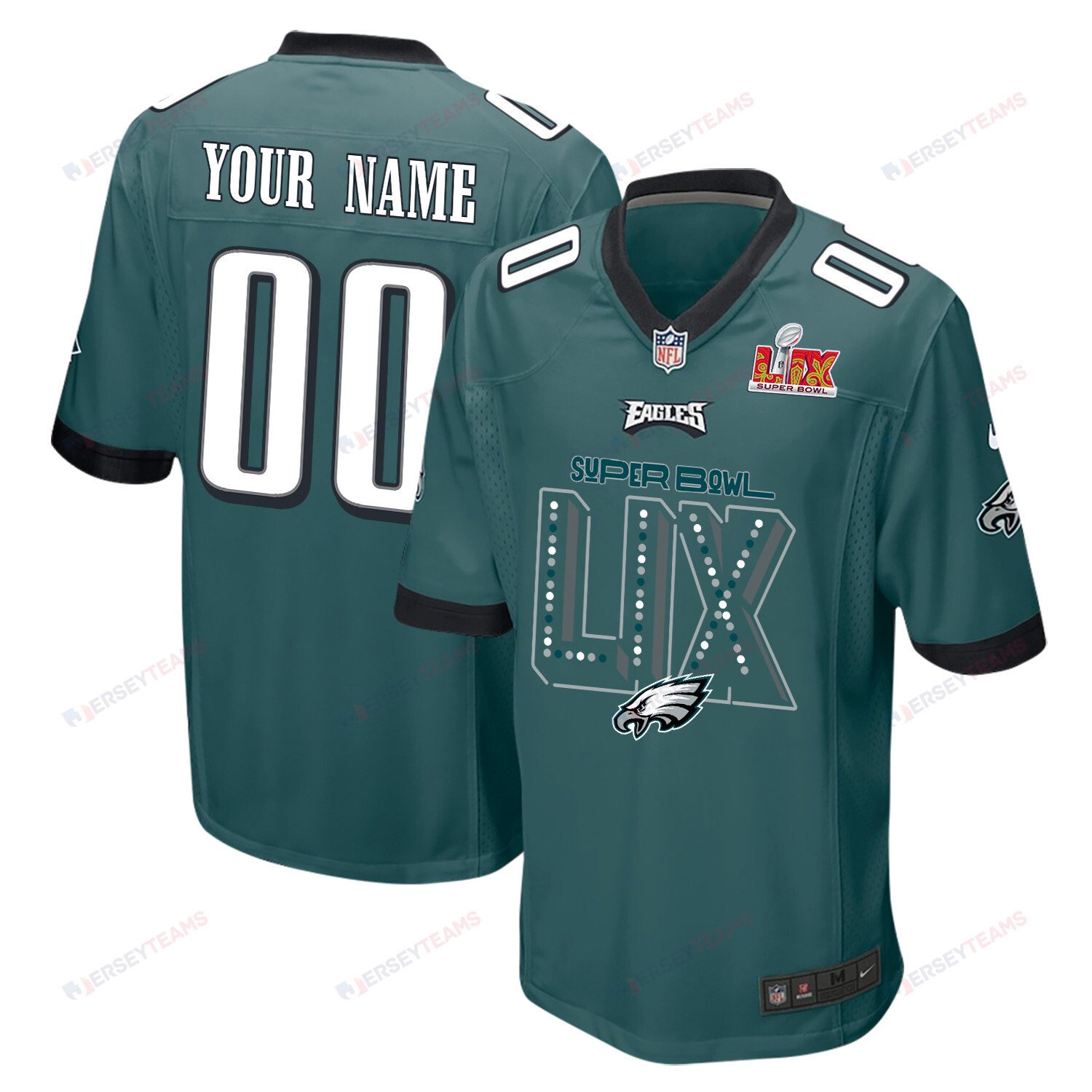 Philadelphia Eagles Super Bowl LIX V2 Game Men Custom Jersey - Midnight Green JS4569 Saliibo