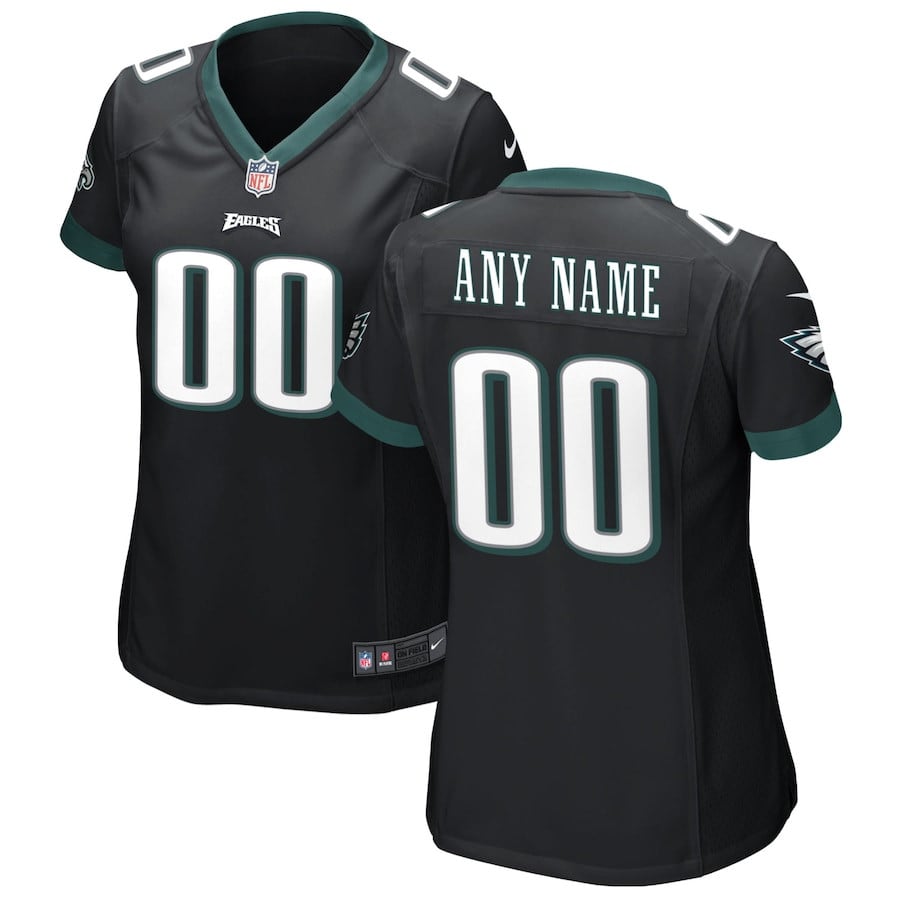 Philadelphia Eagles Women Alternate Custom Game Jersey - Black JS7767 Saliibo
