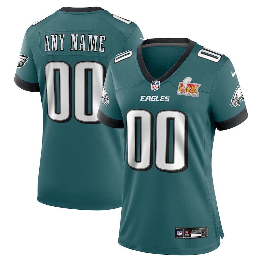 Philadelphia Eagles Women's Super Bowl LIX Custom Game Jersey - Midnight Green JS6676 Saliibo