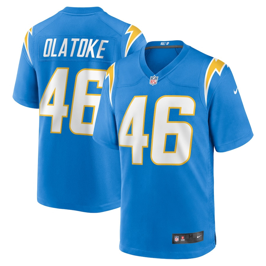 Praise Olatoke 46 Los Angeles Chargers Team Game Men Jersey - Powder Blue JS8829 Saliibo