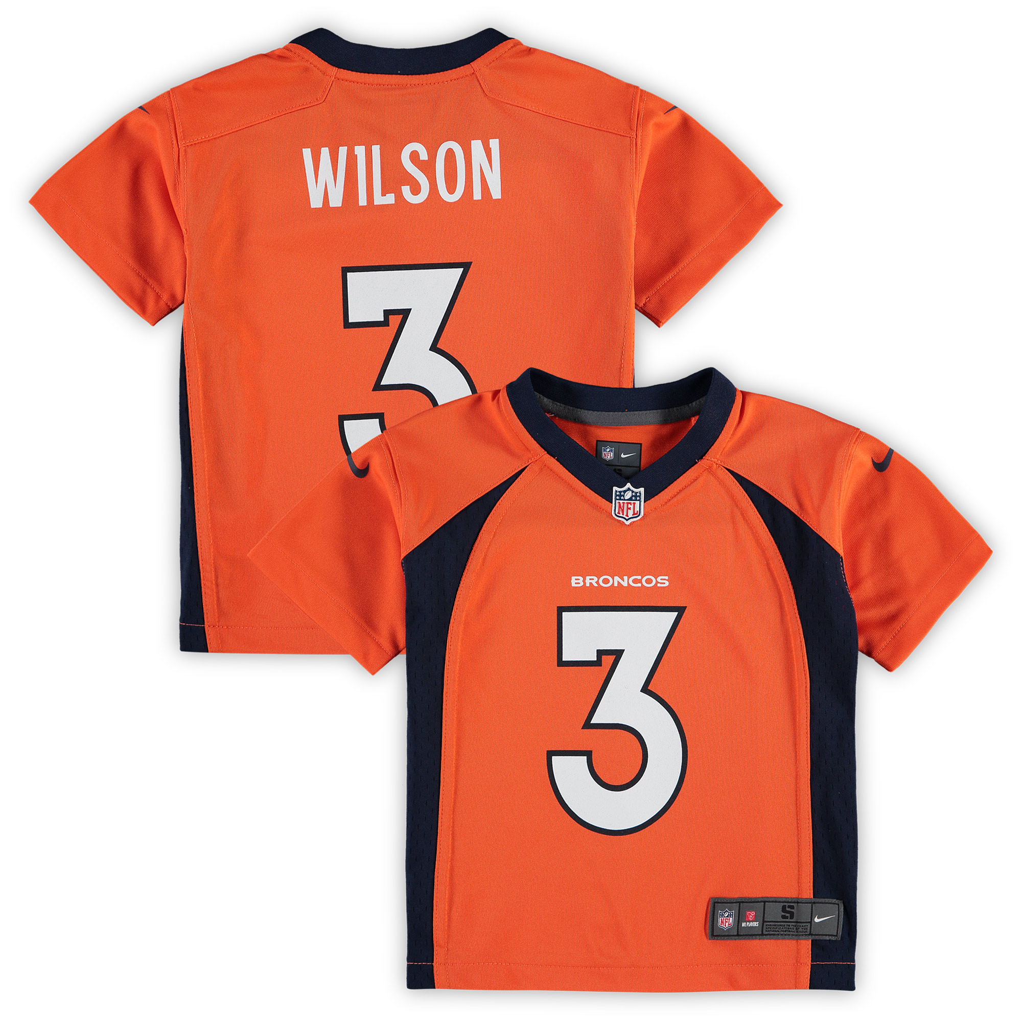 Preschool Denver Broncos Russell Wilson Orange Game Jersey JS5565 Saliibo