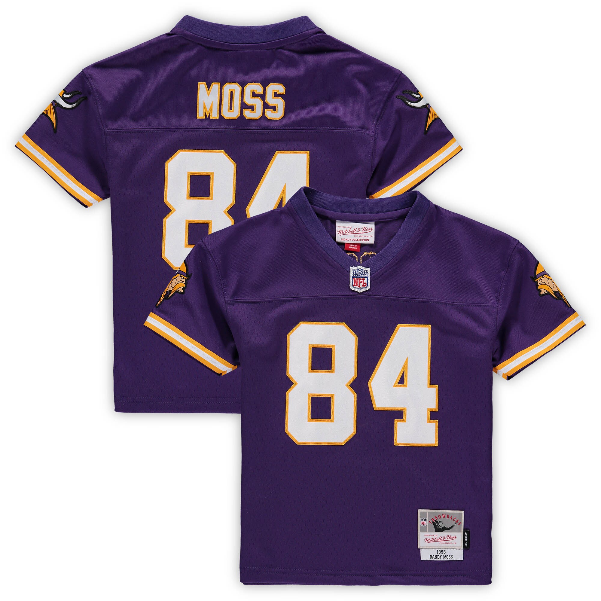 Preschool Minnesota Vikings Randy Moss Mitchell & Ness Purple 1998 Retired Legacy Jersey JS8439 Saliibo
