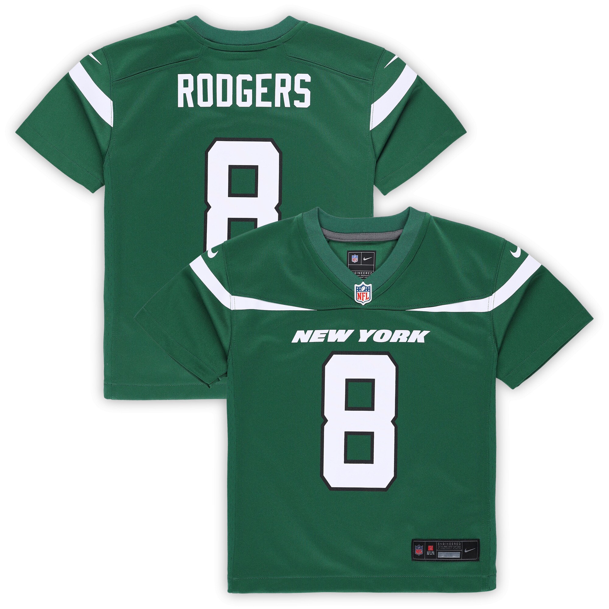 Preschool New York Jets Aaron Rodgers Gotham Green Game Jersey JS1400 Saliibo
