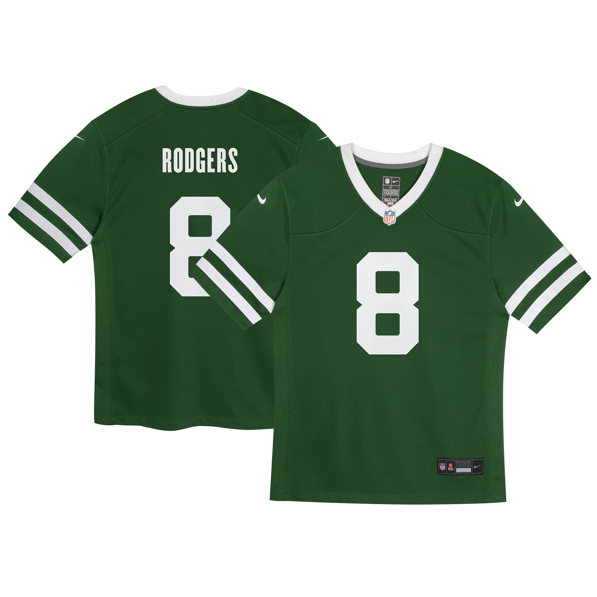 Preschool New York Jets Aaron Rodgers Legacy Green Game Jersey JS6778 Saliibo