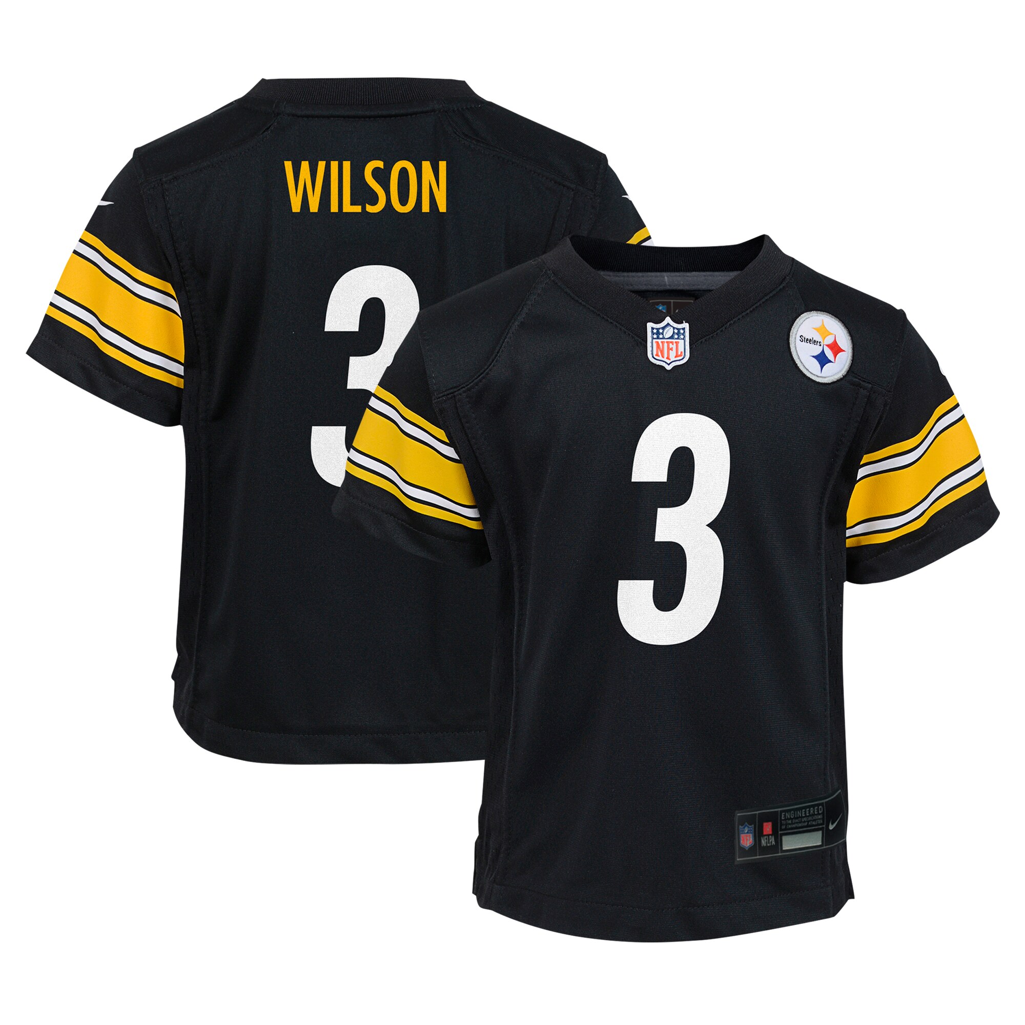 Preschool Pittsburgh Steelers Russell Wilson Black Player Game Jersey JS3721 Saliibo