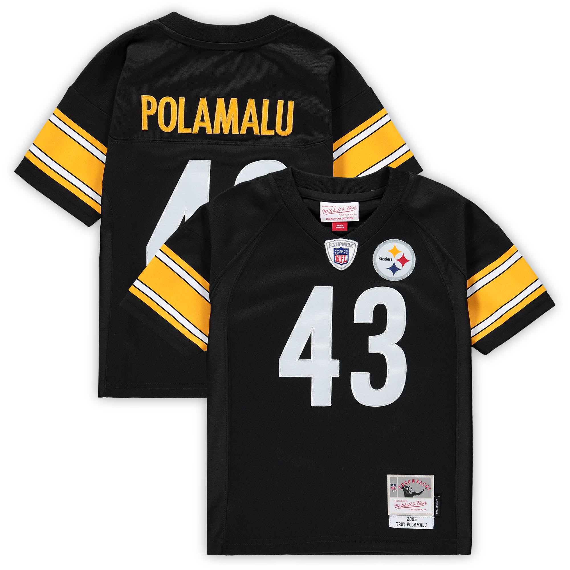 Preschool Pittsburgh Steelers Troy Polamalu Mitchell & Ness Black Retired Legacy Jersey JS2853 Saliibo
