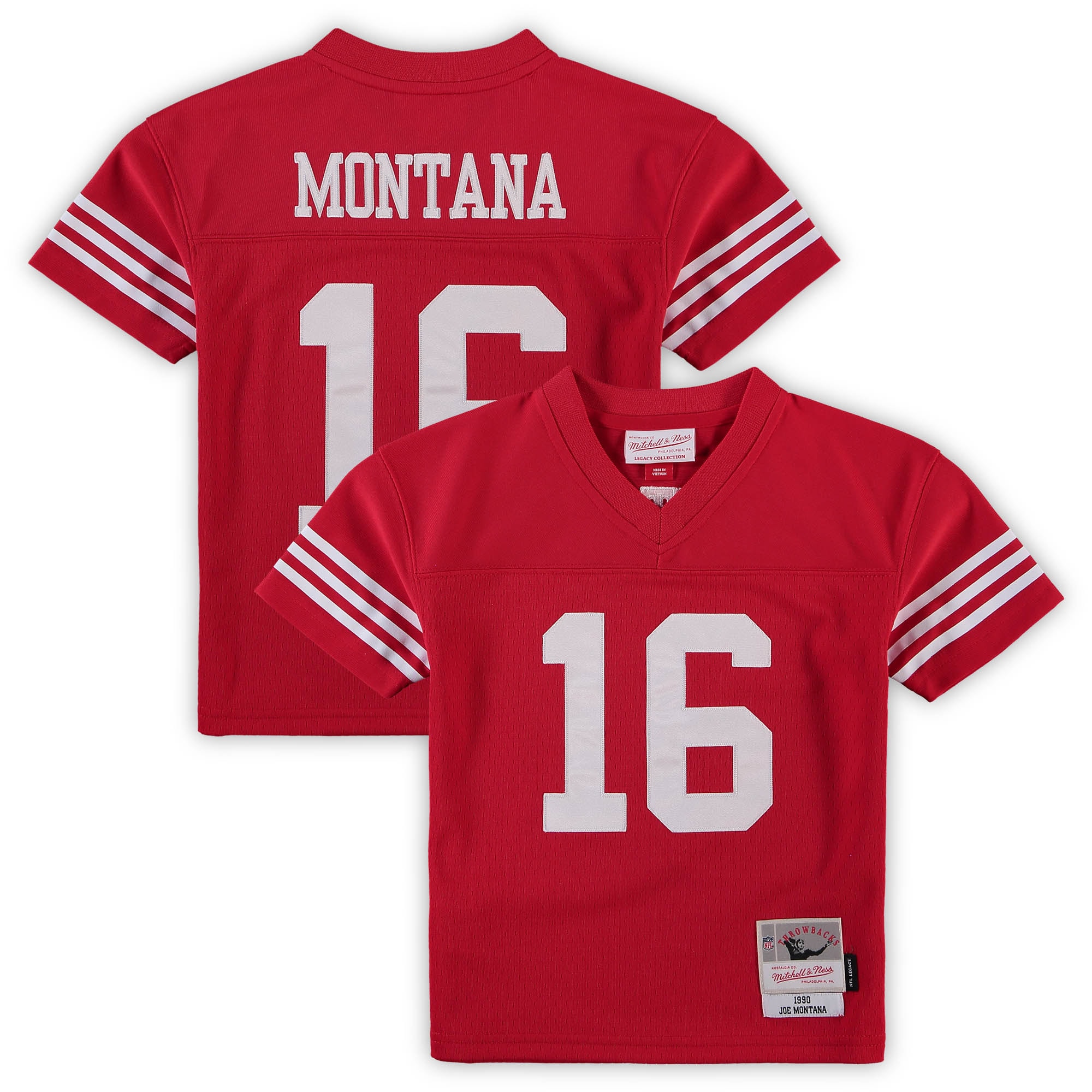 Preschool San Francisco 49ers Joe Montana Mitchell & Ness Scarlet 1990 Retired Player Legacy Jersey JS2174 Saliibo