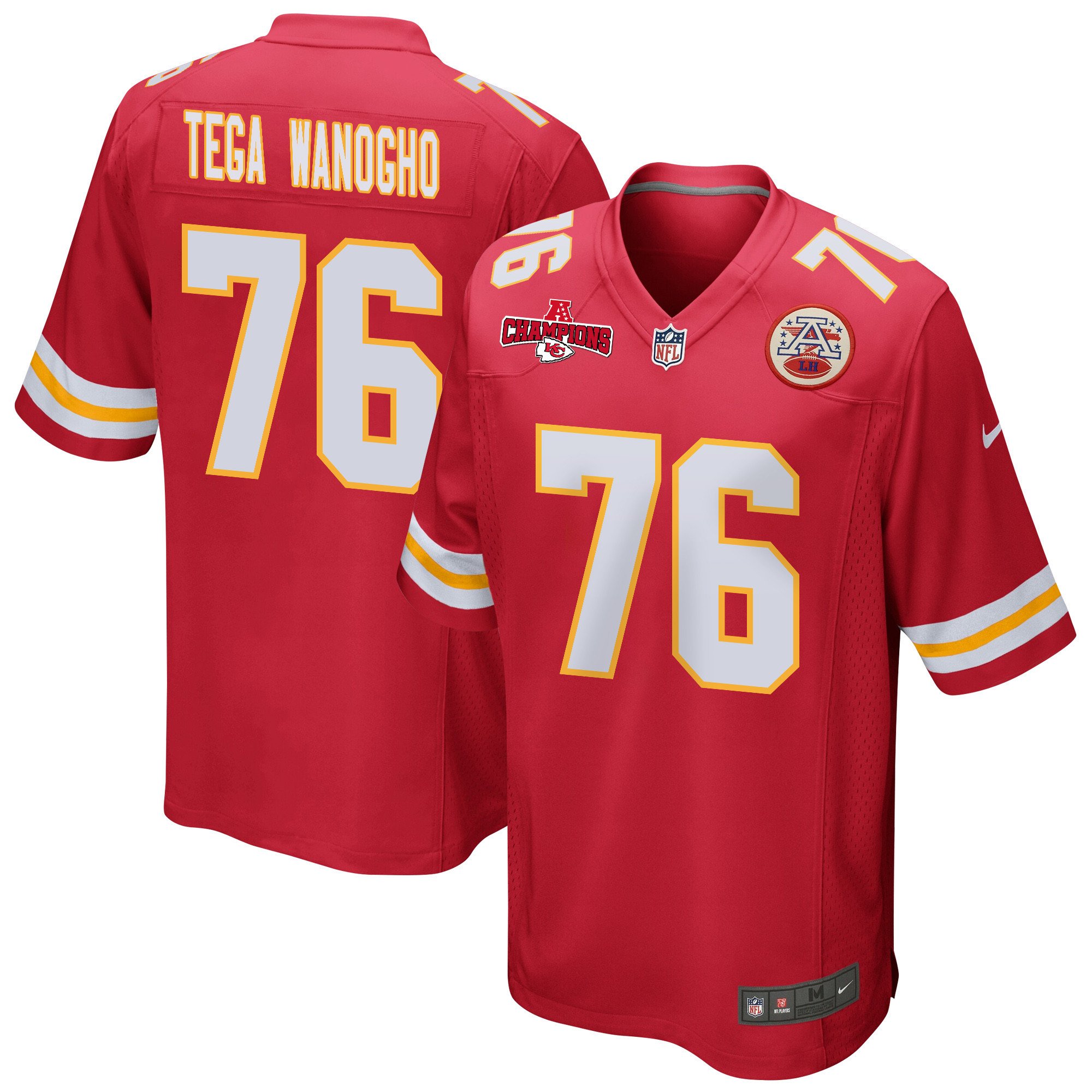 Prince Tega Wanogho 76 Kansas City Chiefs AFC Champions Patch Game Men Jersey - Red JS9351 Saliibo