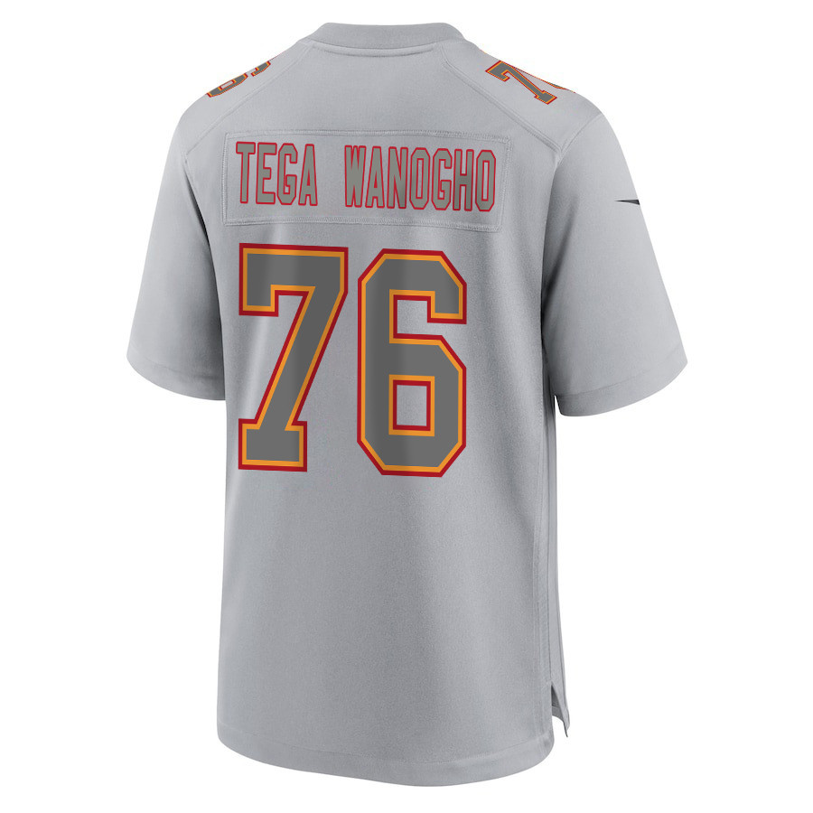 Prince Tega Wanogho 76 Kansas City Chiefs Super Bowl LVIII Champions 4 Stars Patch Atmosphere Fashion Game Men Jersey - Gray JS8973 Saliibo - Image 3