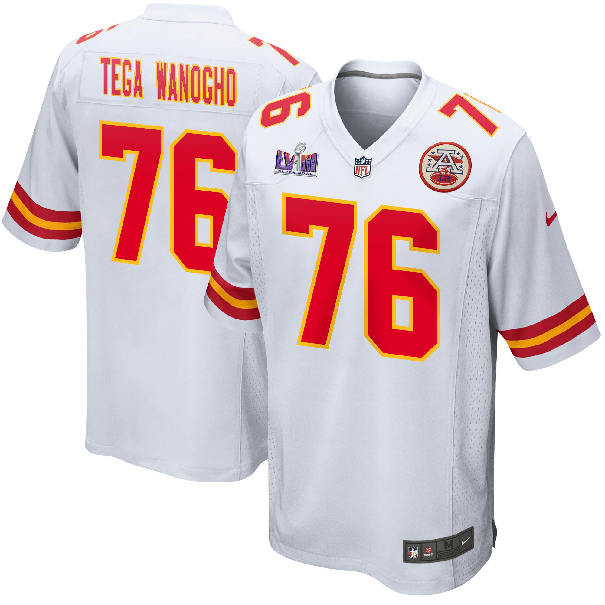 Prince Tega Wanogho 76 Kansas City Chiefs Super Bowl LVIII Patch Game Men Jersey - White JS6592 Saliibo