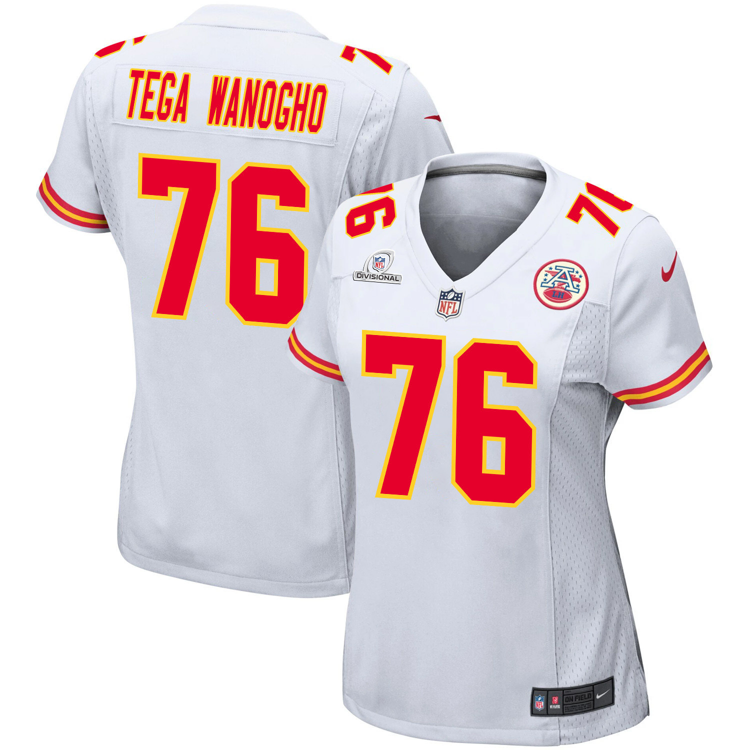 Prince Tega Wanogho 76 Kansas City Chiefs Super Bowl LVIII Patch Game Women Jersey - White JS1148 Saliibo