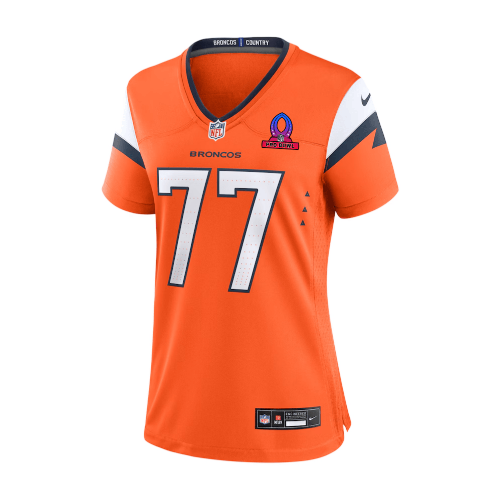 Quinn Meinerz 77 Denver Broncos 2025 Pro Bowl Patch Women Game Jersey - Orange JS2047 Saliibo - Image 3