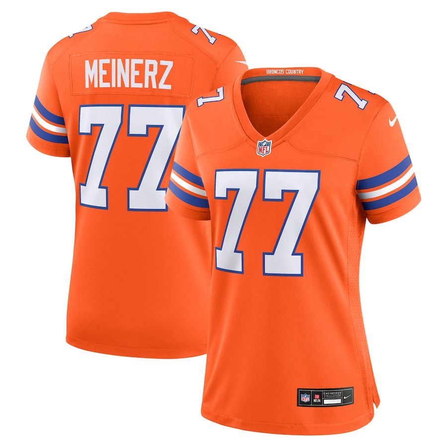 Quinn Meinerz 77 Denver Broncos Women's Mile High Collection 1977 Throwback Player Game Jersey - Orange JS2168 Saliibo