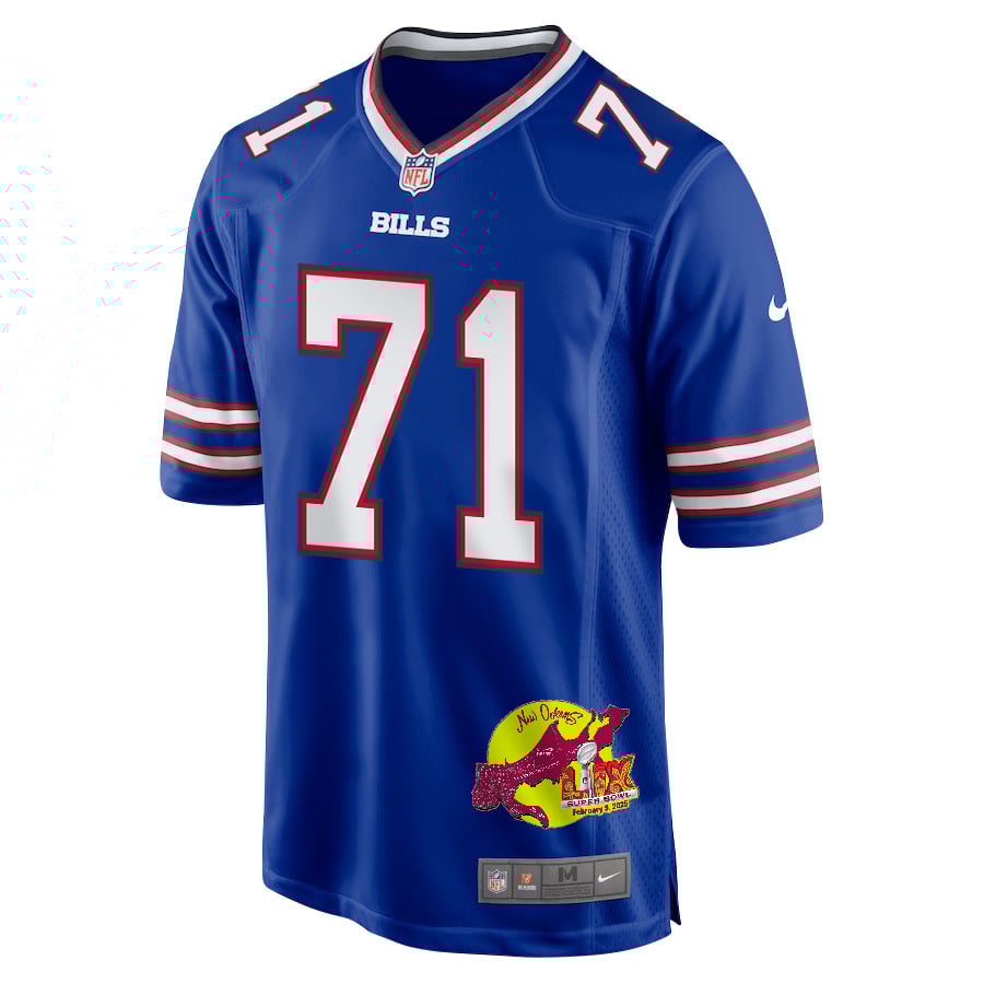 Quinton Jefferson 71 Buffalo Bills Super Bowl LIX New Orleans Patch Game Men Jersey - Royal JS6335 Saliibo - Image 3
